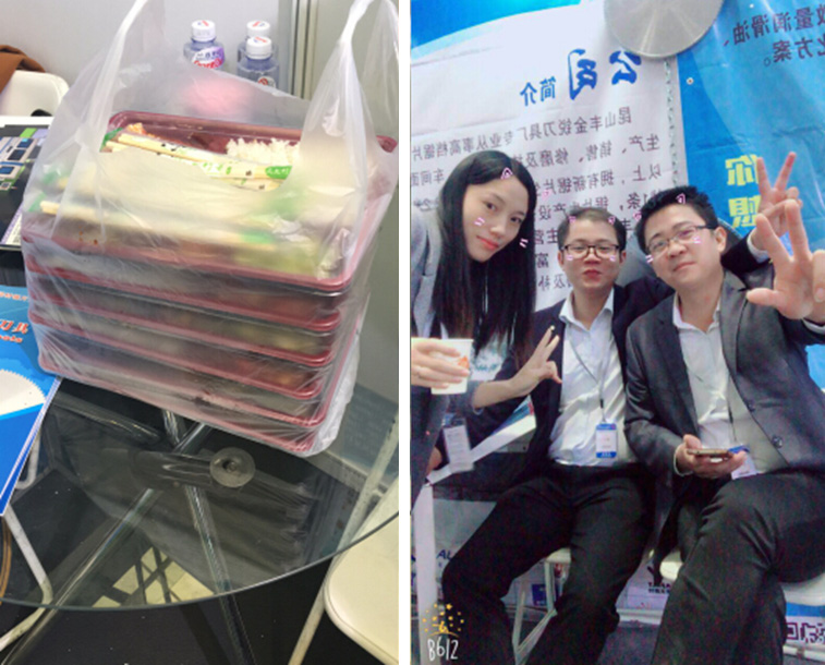 這是參展的鄧氏家人的午餐，順便還有家人出來賣萌!